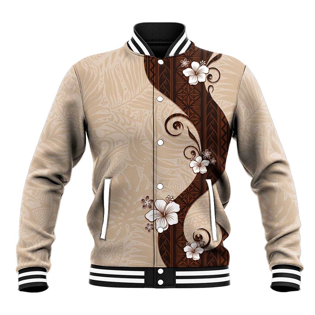 Polynesia Hibiscus Baseball Jacket Cameo Curve Motif - Polynesian Pride