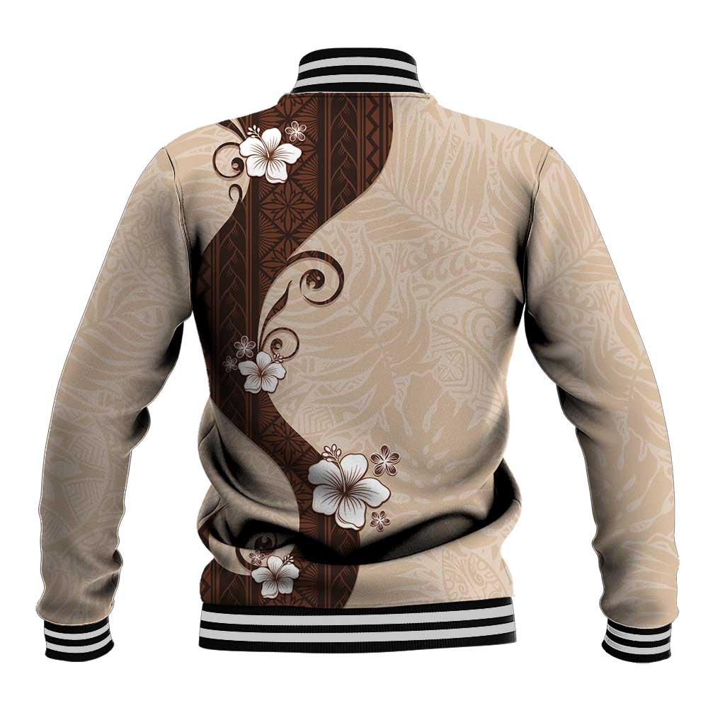 Polynesia Hibiscus Baseball Jacket Cameo Curve Motif - Polynesian Pride