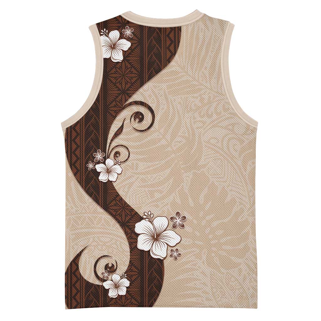 Polynesia Hibiscus Basketball Jersey Cameo Curve Motif - Polynesian Pride
