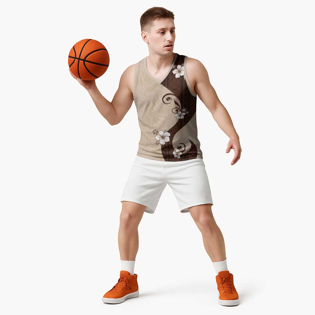 Polynesia Hibiscus Basketball Jersey Cameo Curve Motif - Polynesian Pride