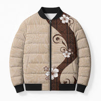 Polynesia Hibiscus Bomber Puffer Jacket Cameo Curve Motif - Polynesian Pride