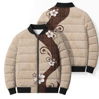 Polynesia Hibiscus Bomber Puffer Jacket Cameo Curve Motif - Polynesian Pride