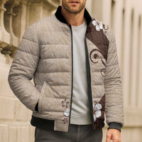 Polynesia Hibiscus Bomber Puffer Jacket Cameo Curve Motif - Polynesian Pride