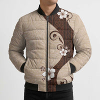 Polynesia Hibiscus Bomber Puffer Jacket Cameo Curve Motif - Polynesian Pride