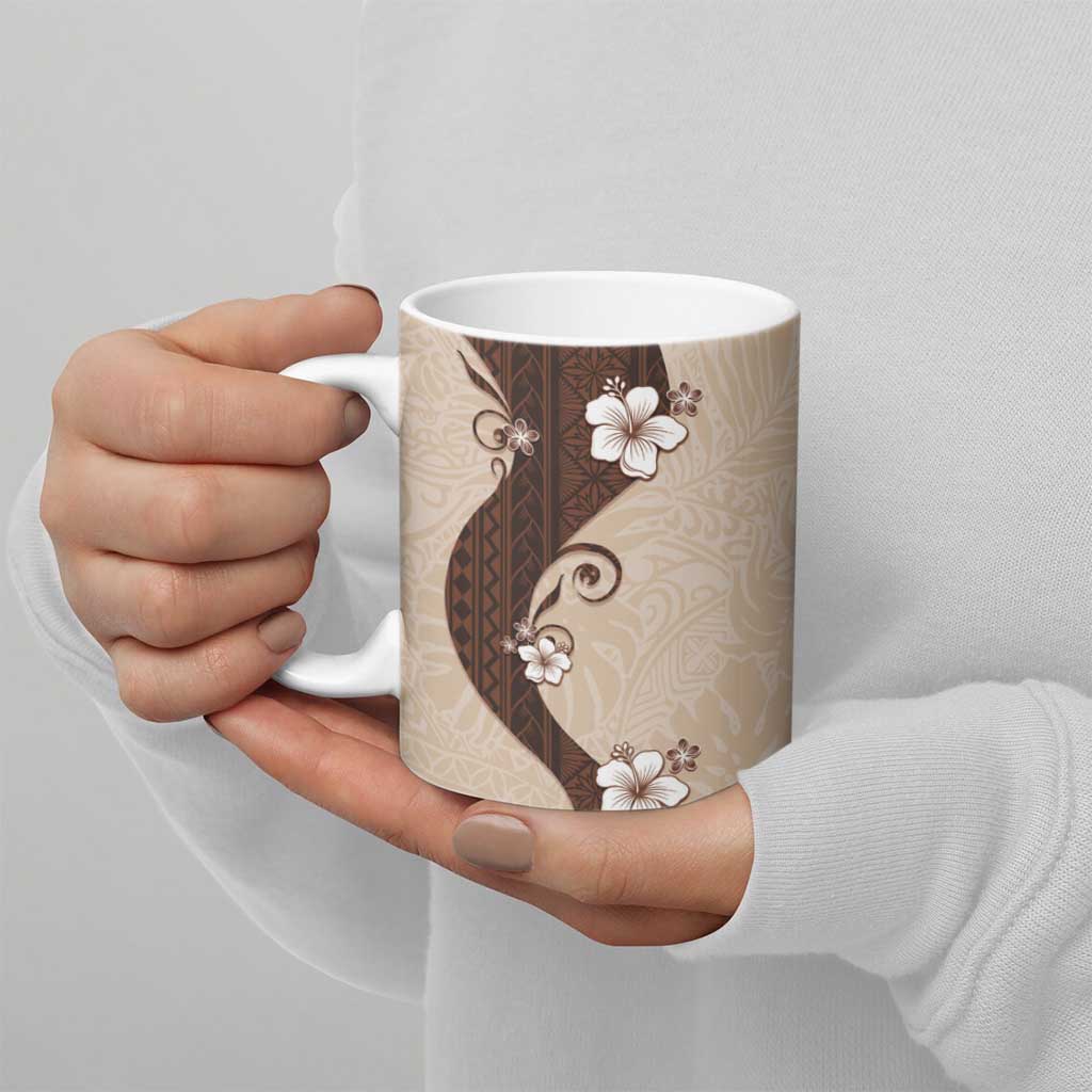 Polynesia Hibiscus Ceramic Mug Cameo Curve Motif - Polynesian Pride
