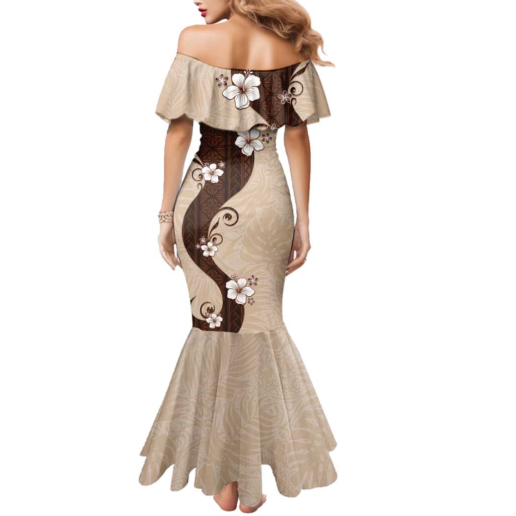 Polynesia Hibiscus Family Matching Mermaid Dress and Hawaiian Shirt Cameo Curve Motif LT05 - Polynesian Pride