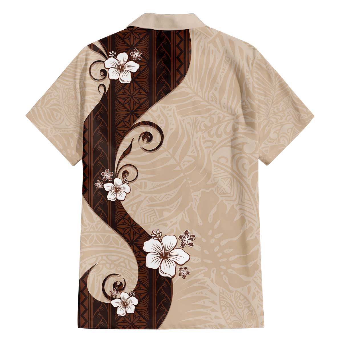 Polynesia Hibiscus Family Matching Off The Shoulder Long Sleeve Dress and Hawaiian Shirt Cameo Curve Motif - Polynesian Pride