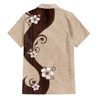Polynesia Hibiscus Family Matching Off The Shoulder Long Sleeve Dress and Hawaiian Shirt Cameo Curve Motif - Polynesian Pride