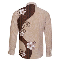 Polynesia Hibiscus Family Matching Off Shoulder Maxi Dress and Hawaiian Shirt Cameo Curve Motif LT05 - Polynesian Pride