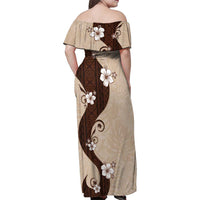 Polynesia Hibiscus Family Matching Off Shoulder Maxi Dress and Hawaiian Shirt Cameo Curve Motif LT05 - Polynesian Pride