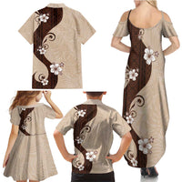 Polynesia Hibiscus Family Matching Summer Maxi Dress and Hawaiian Shirt Cameo Curve Motif LT05 - Polynesian Pride
