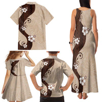 Polynesia Hibiscus Family Matching Tank Maxi Dress and Hawaiian Shirt Cameo Curve Motif LT05 - Polynesian Pride