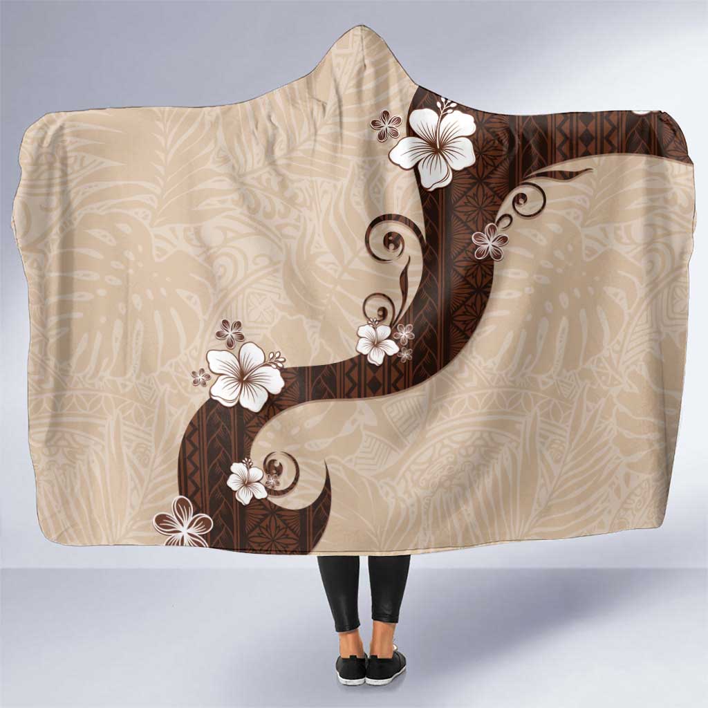 Polynesia Hibiscus Hooded Blanket Cameo Curve Motif - Polynesian Pride