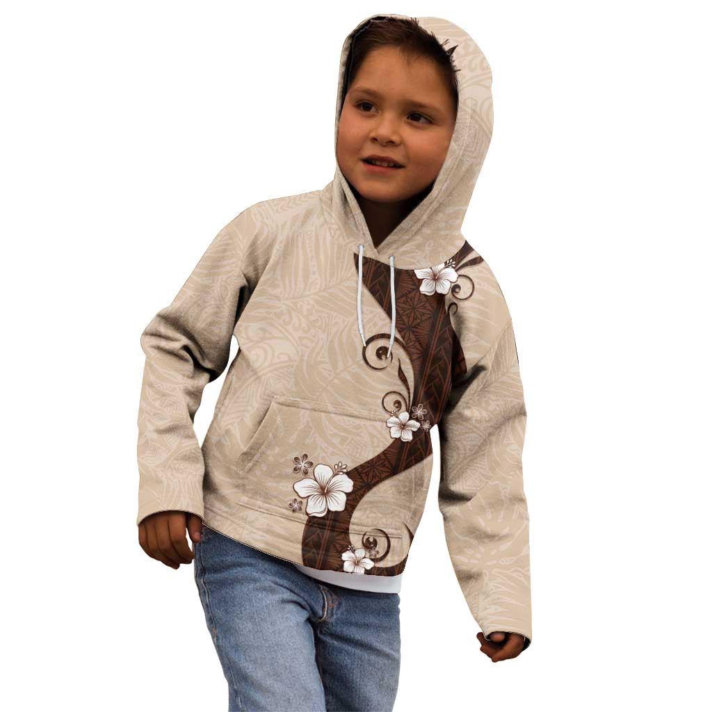 Polynesia Hibiscus Kid Hoodie Cameo Curve Motif - Polynesian Pride