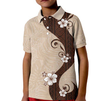 Polynesia Hibiscus Kid Polo Shirt Cameo Curve Motif LT05 Kid Beige - Polynesian Pride