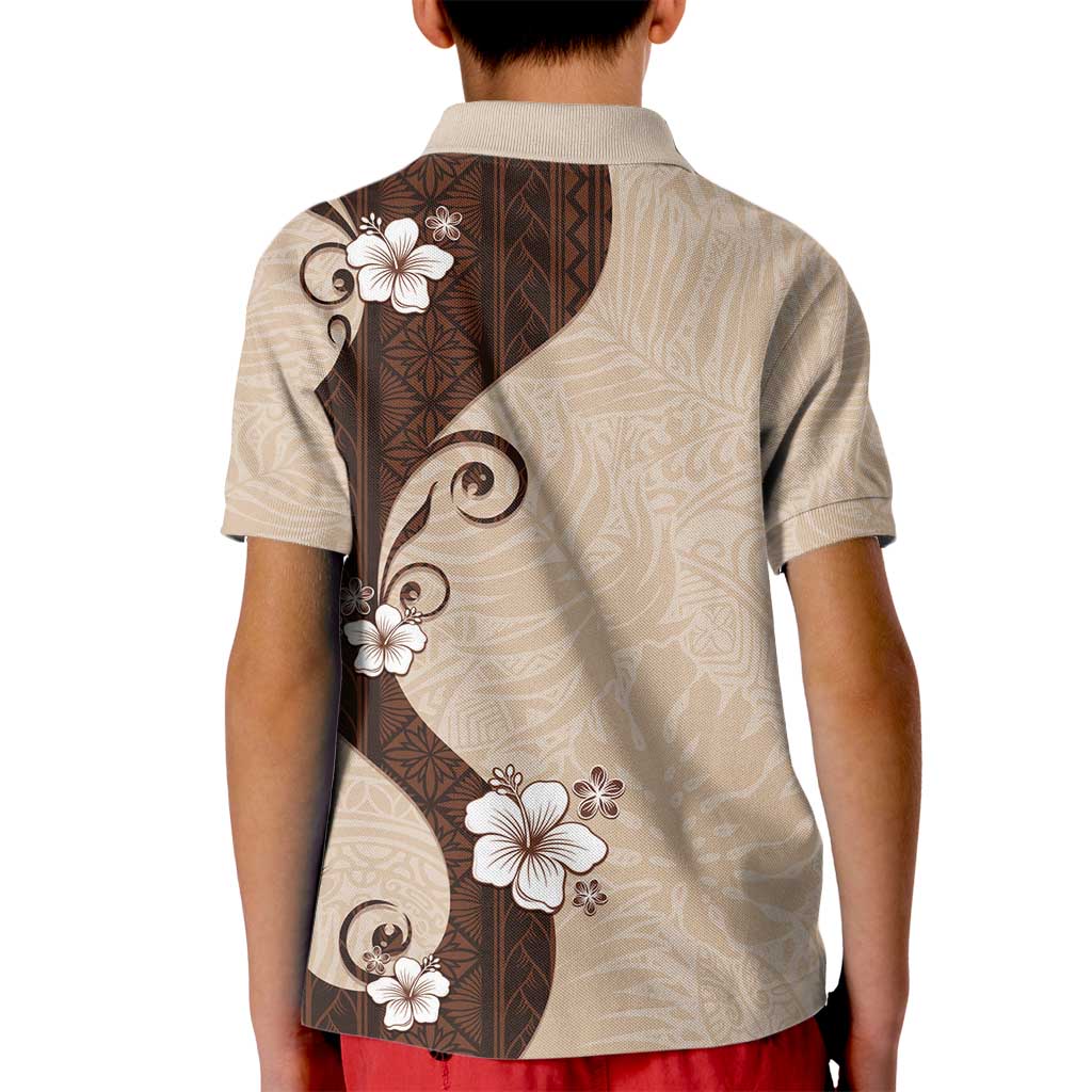 Polynesia Hibiscus Kid Polo Shirt Cameo Curve Motif LT05 - Polynesian Pride