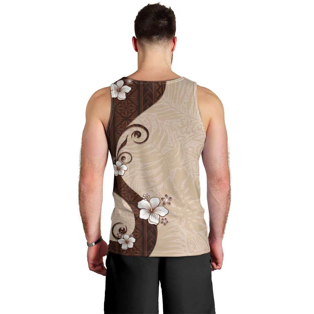 Polynesia Hibiscus Men Tank Top Cameo Curve Motif - Polynesian Pride