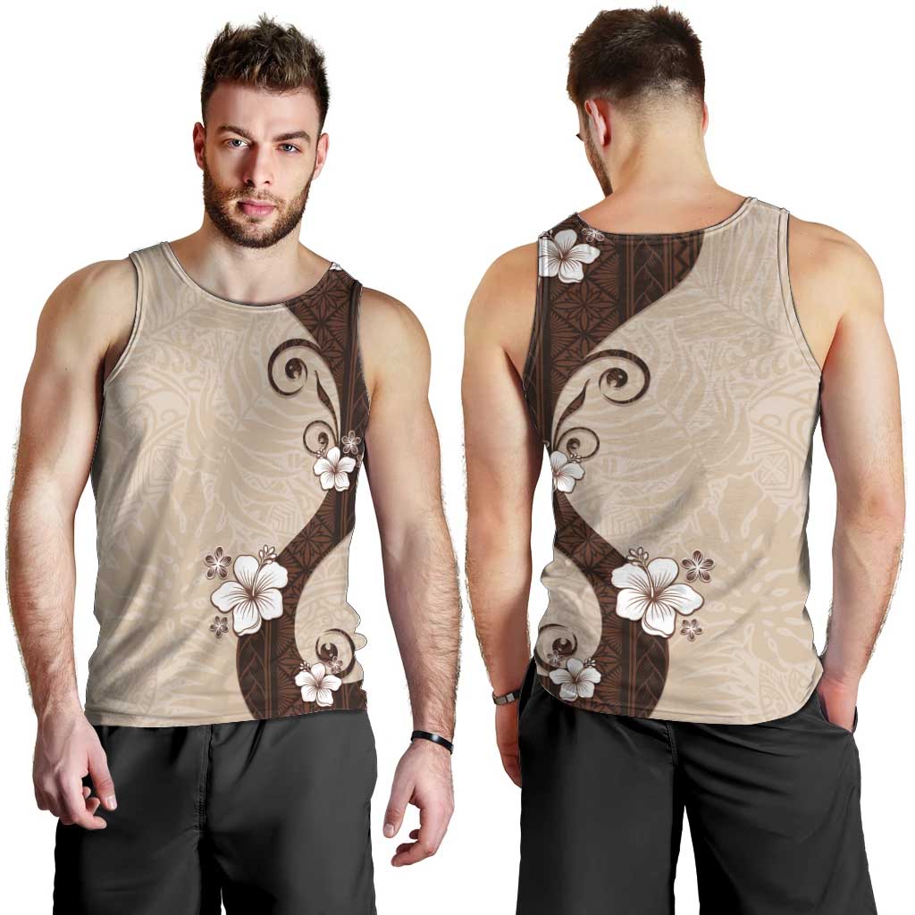 Polynesia Hibiscus Men Tank Top Cameo Curve Motif - Polynesian Pride
