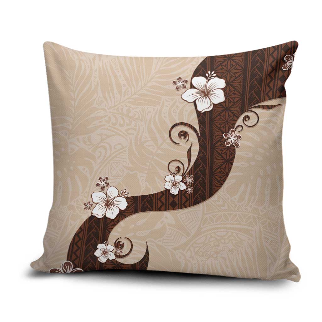 Polynesia Hibiscus Pillow Cover Cameo Curve Motif LT05 Beige - Polynesian Pride