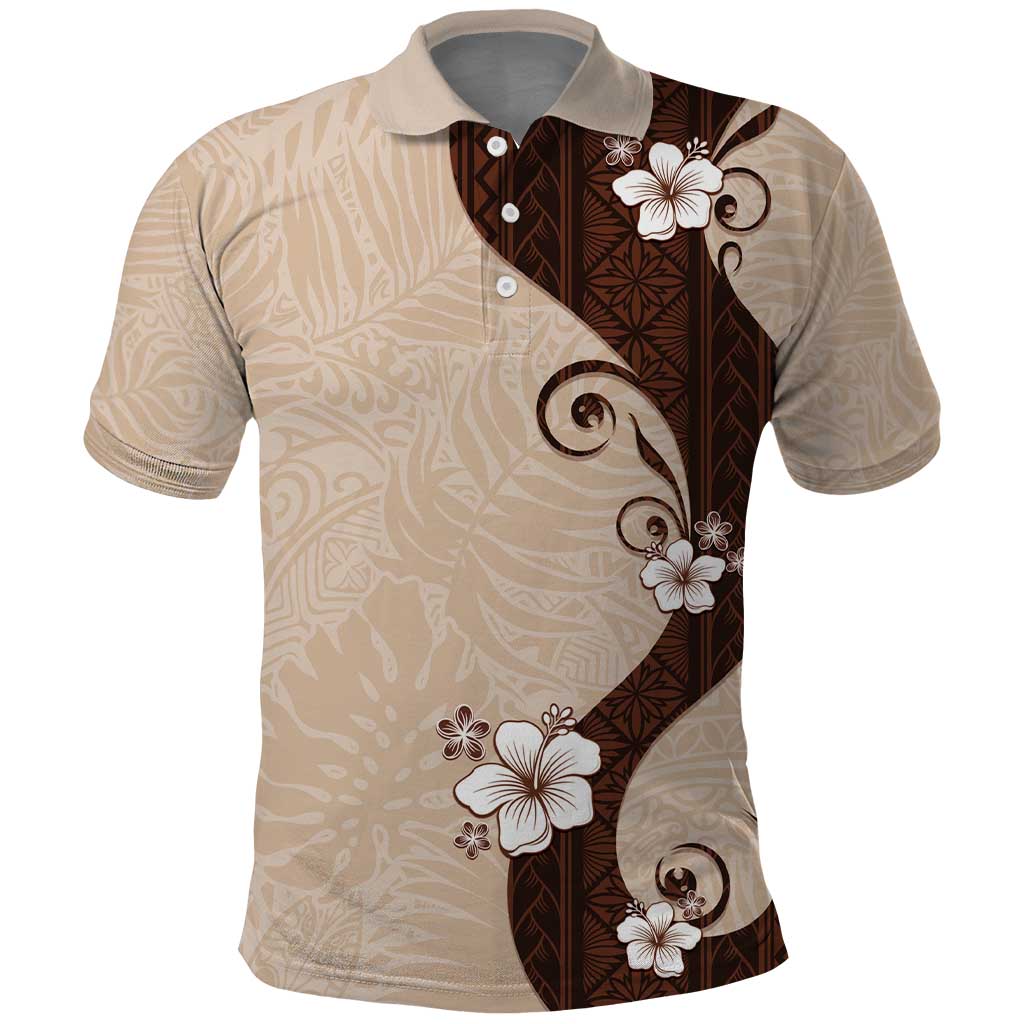 Polynesia Hibiscus Polo Shirt Cameo Curve Motif - Polynesian Pride
