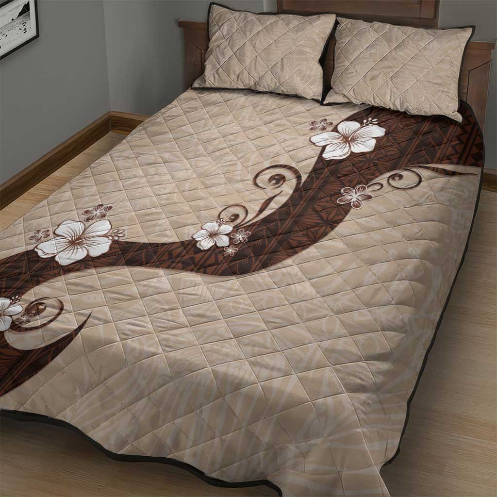 Polynesia Hibiscus Quilt Bed Set Cameo Curve Motif - Polynesian Pride