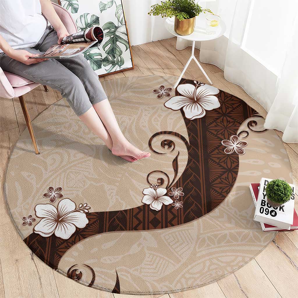 Polynesia Hibiscus Round Carpet Cameo Curve Motif LT05 - Polynesian Pride