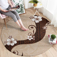 Polynesia Hibiscus Round Carpet Cameo Curve Motif LT05 - Polynesian Pride