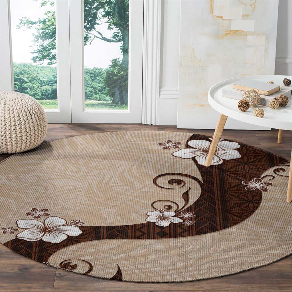 Polynesia Hibiscus Round Carpet Cameo Curve Motif LT05 - Polynesian Pride