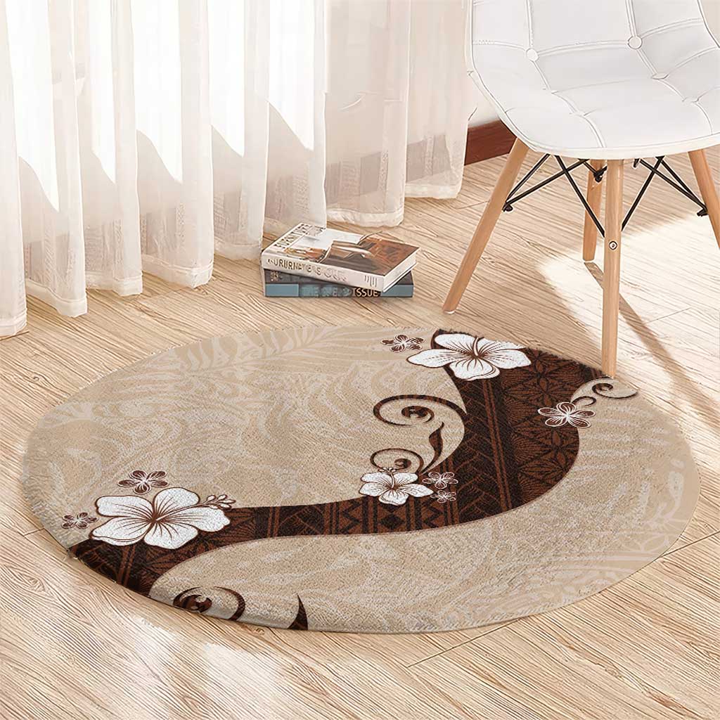 Polynesia Hibiscus Round Carpet Cameo Curve Motif LT05 - Polynesian Pride