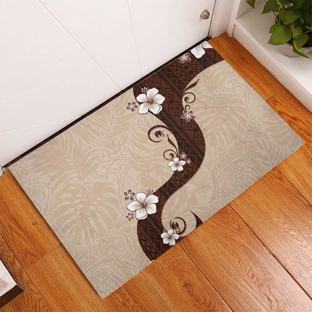Polynesia Hibiscus Rubber Doormat Cameo Curve Motif LT05 - Polynesian Pride