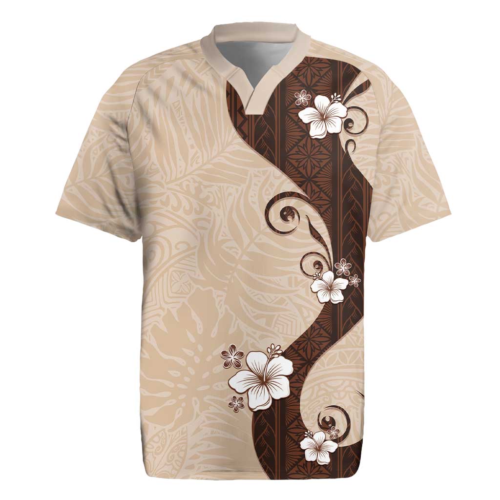 Polynesia Hibiscus Rugby Jersey Cameo Curve Motif - Polynesian Pride