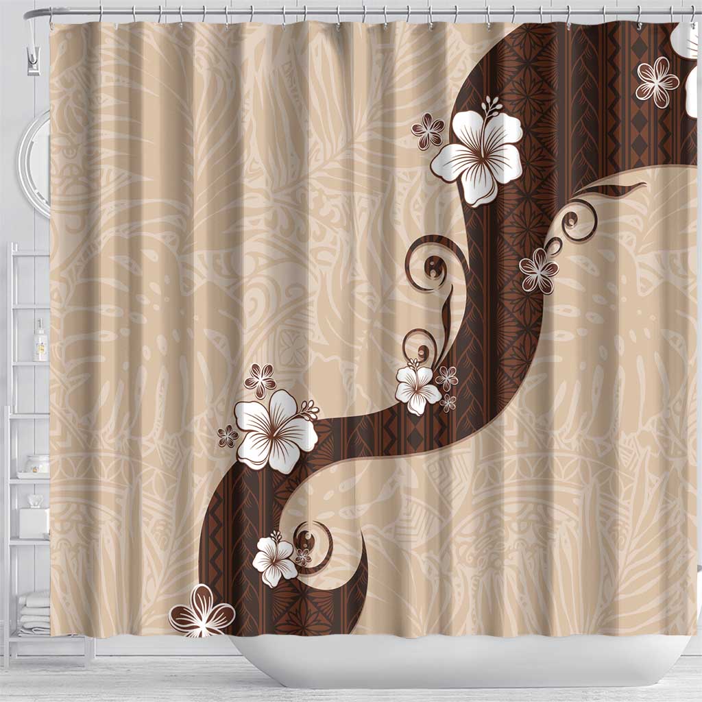 Polynesia Hibiscus Shower Curtain Cameo Curve Motif - Polynesian Pride
