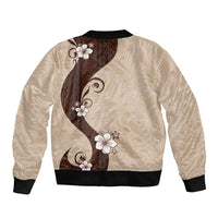 Polynesia Hibiscus Sleeve Zip Bomber Jacket Cameo Curve Motif LT05 - Polynesian Pride
