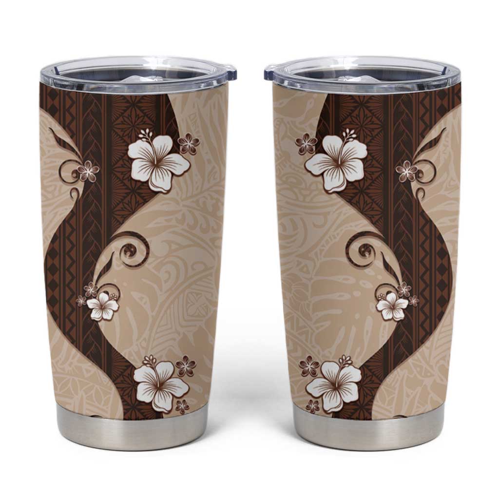 Polynesia Hibiscus Tumbler Cup Cameo Curve Motif LT05 Beige - Polynesian Pride