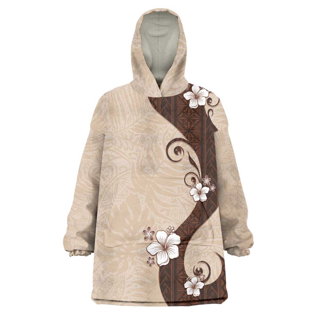 Polynesia Hibiscus Wearable Blanket Hoodie Cameo Curve Motif - Polynesian Pride