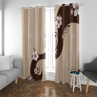 Polynesia Hibiscus Window Curtain Cameo Curve Motif LT05 With Grommets Beige - Polynesian Pride