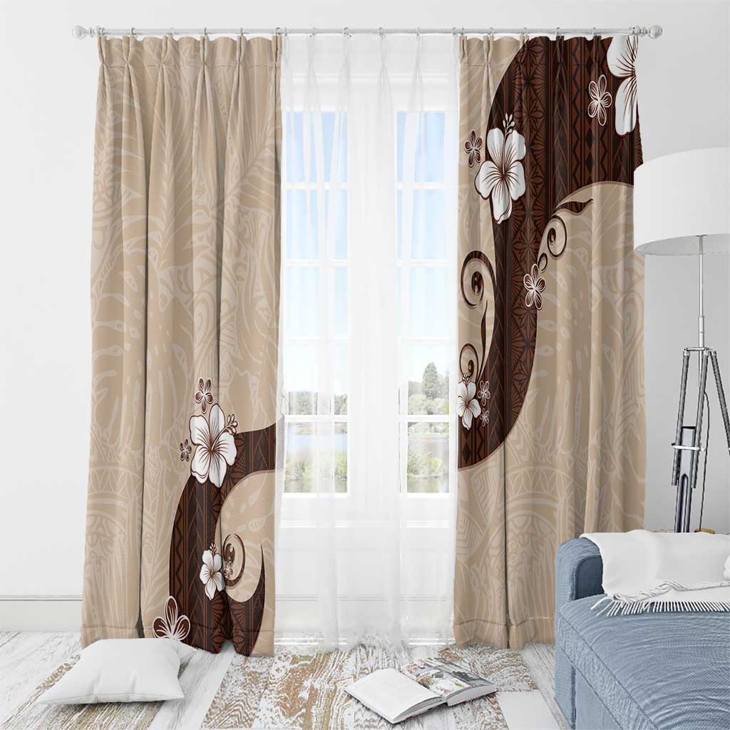 Polynesia Hibiscus Window Curtain Cameo Curve Motif LT05 - Polynesian Pride