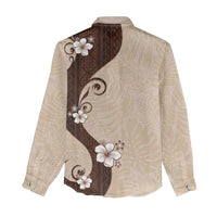 Polynesia Hibiscus Women Casual Shirt Cameo Curve Motif - Polynesian Pride