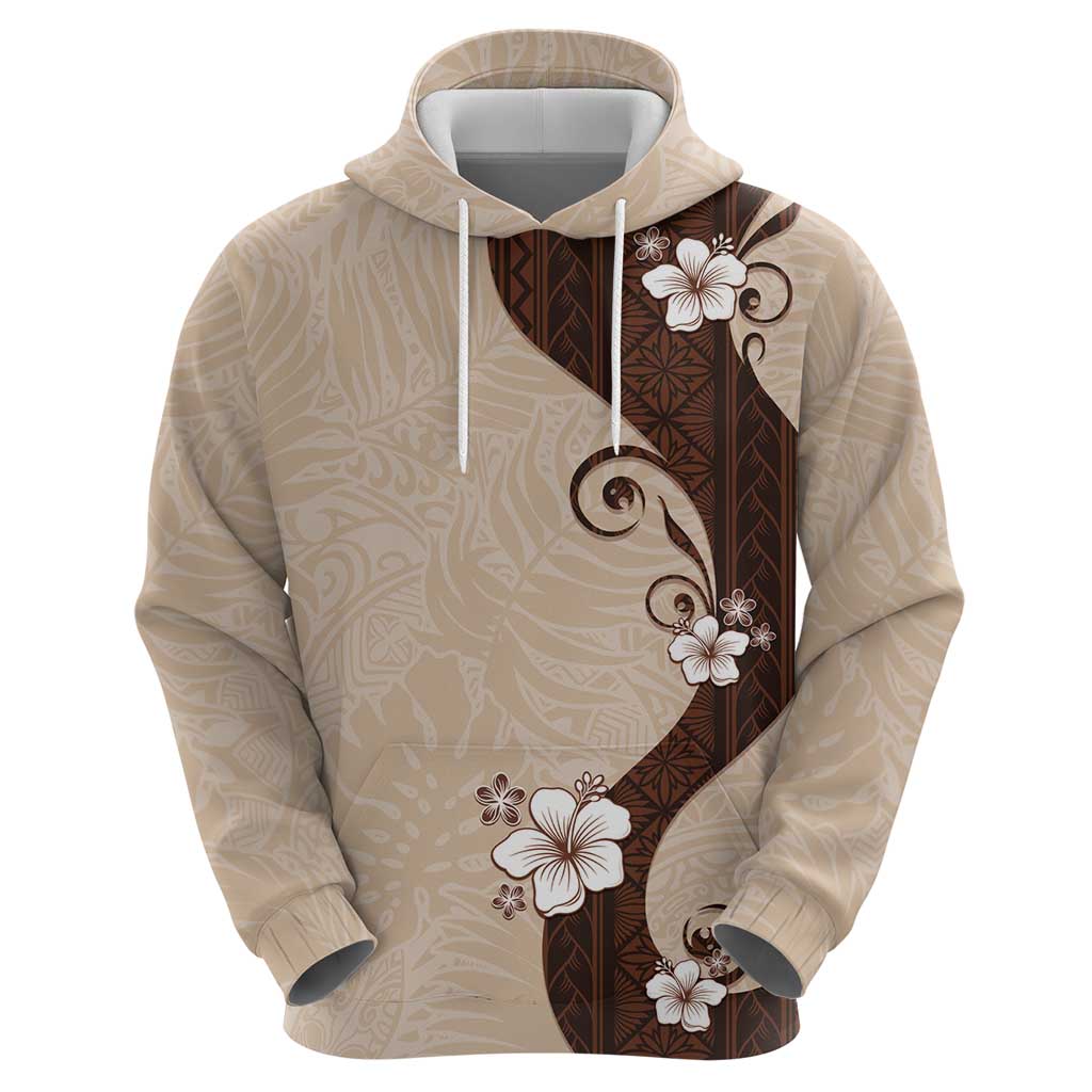 Polynesia Hibiscus Zip Hoodie Cameo Curve Motif - Polynesian Pride