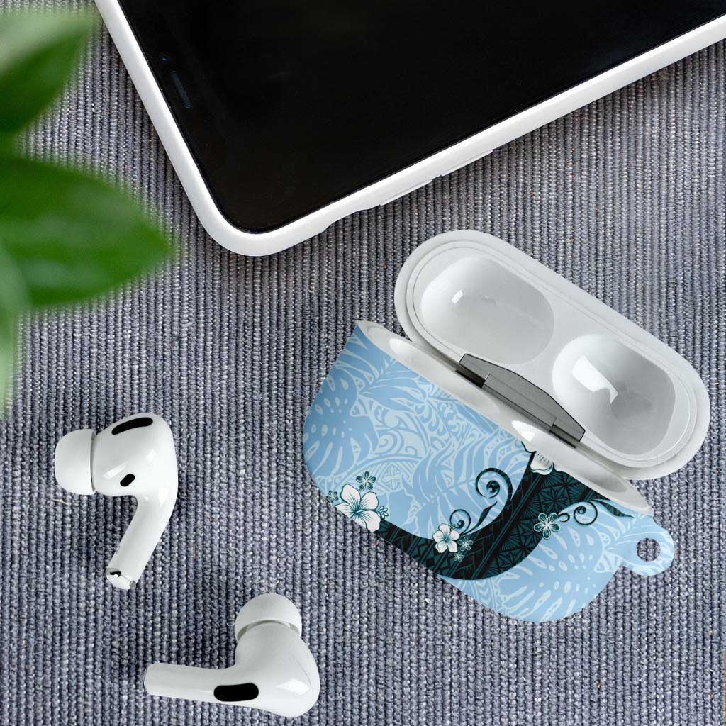 Polynesia Hibiscus AirPods Case Sky Blue Curve Motif - Polynesian Pride