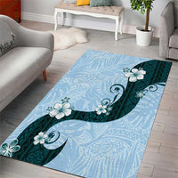 Polynesia Hibiscus Area Rug Sky Blue Curve Motif LT05 - Polynesian Pride