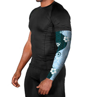Polynesia Hibiscus Arm Sleeves Sky Blue Curve Motif - Polynesian Pride