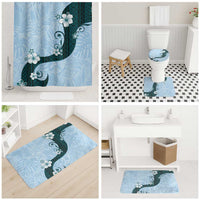 Polynesia Hibiscus Bathroom Set Sky Blue Curve Motif - Polynesian Pride