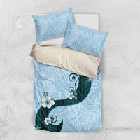Polynesia Hibiscus Bedding Set Sky Blue Curve Motif - Polynesian Pride