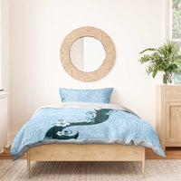 Polynesia Hibiscus Bedding Set Sky Blue Curve Motif - Polynesian Pride