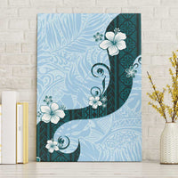 Polynesia Hibiscus Canvas Wall Art Sky Blue Curve Motif - Polynesian Pride
