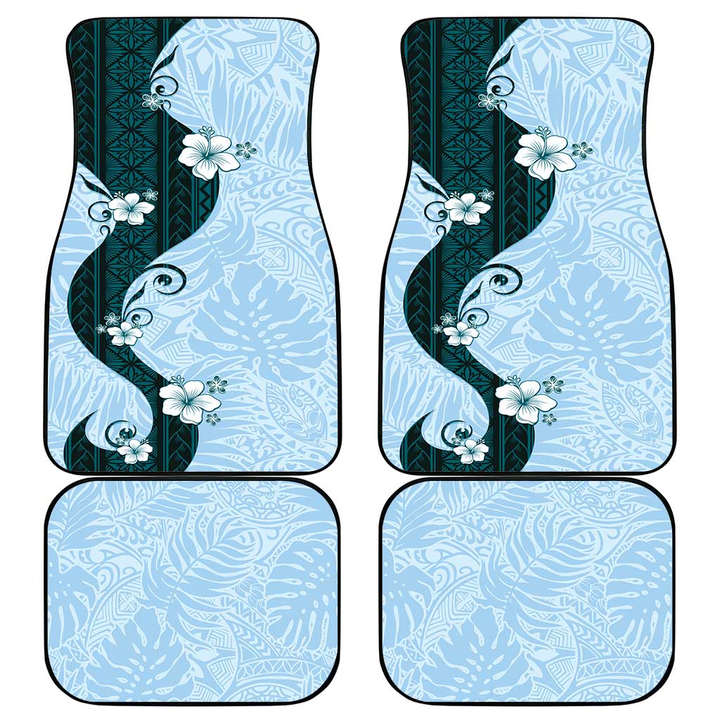 Polynesia Hibiscus Car Mats Sky Blue Curve Motif LT05 - Polynesian Pride