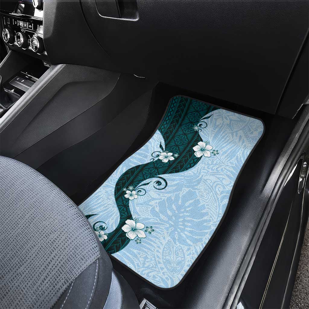 Polynesia Hibiscus Car Mats Sky Blue Curve Motif LT05 - Polynesian Pride