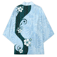 Polynesia Hibiscus Kimono Sky Blue Curve Motif LT05 - Polynesian Pride