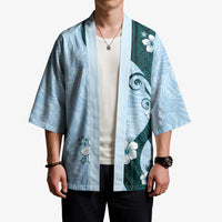 Polynesia Hibiscus Kimono Sky Blue Curve Motif LT05 - Polynesian Pride